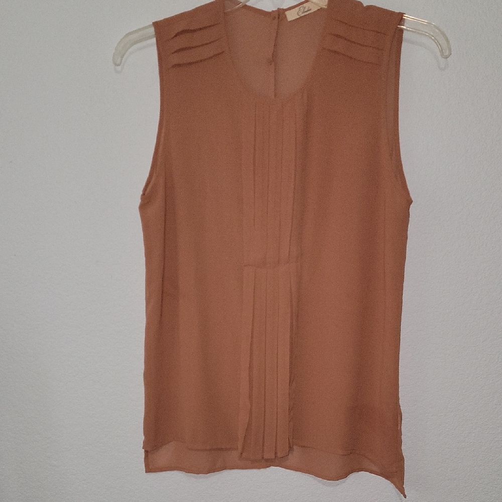 Elodie Sleeveless Tan Blouse